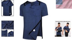 Men’s Post Shoulder Surgery Recovery Shirt Tear Away Short Sleeve Rotator Cuf…