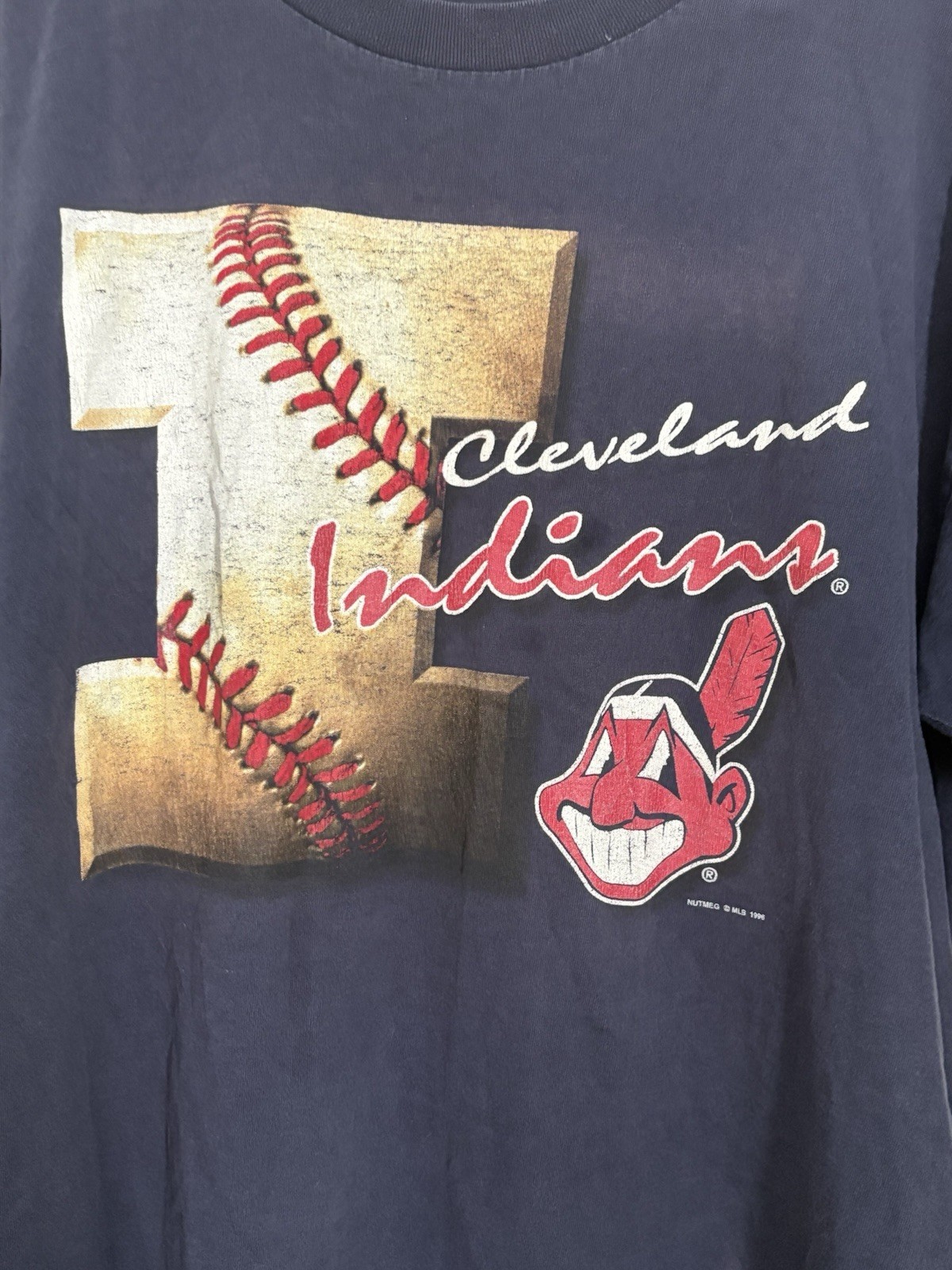 Vtg Lee Sport Nutmeg 1996 Cleveland Indians Caricature Graphic T Shirt XL gallery