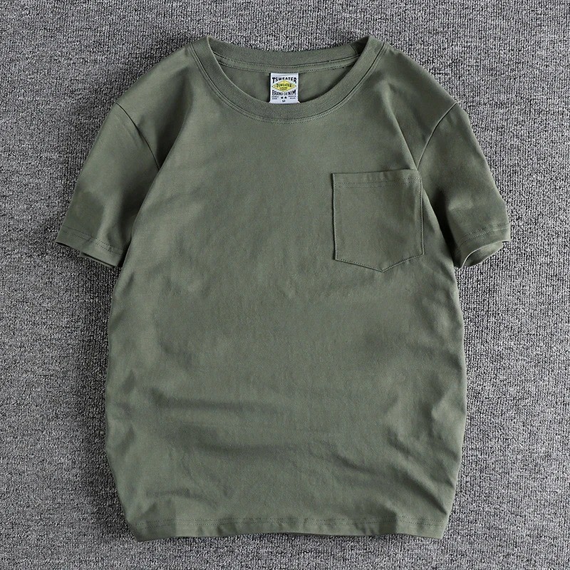 Simple Design Cotton Pocket Washed T-Shirt for MenBasic Style with Pure Color gallery