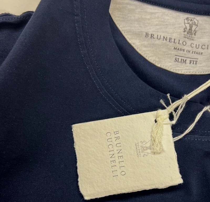 NEW Brunello Cucinelli Men's "Slim Fit" Graphic Logo Crewneck Tee Size M gallery