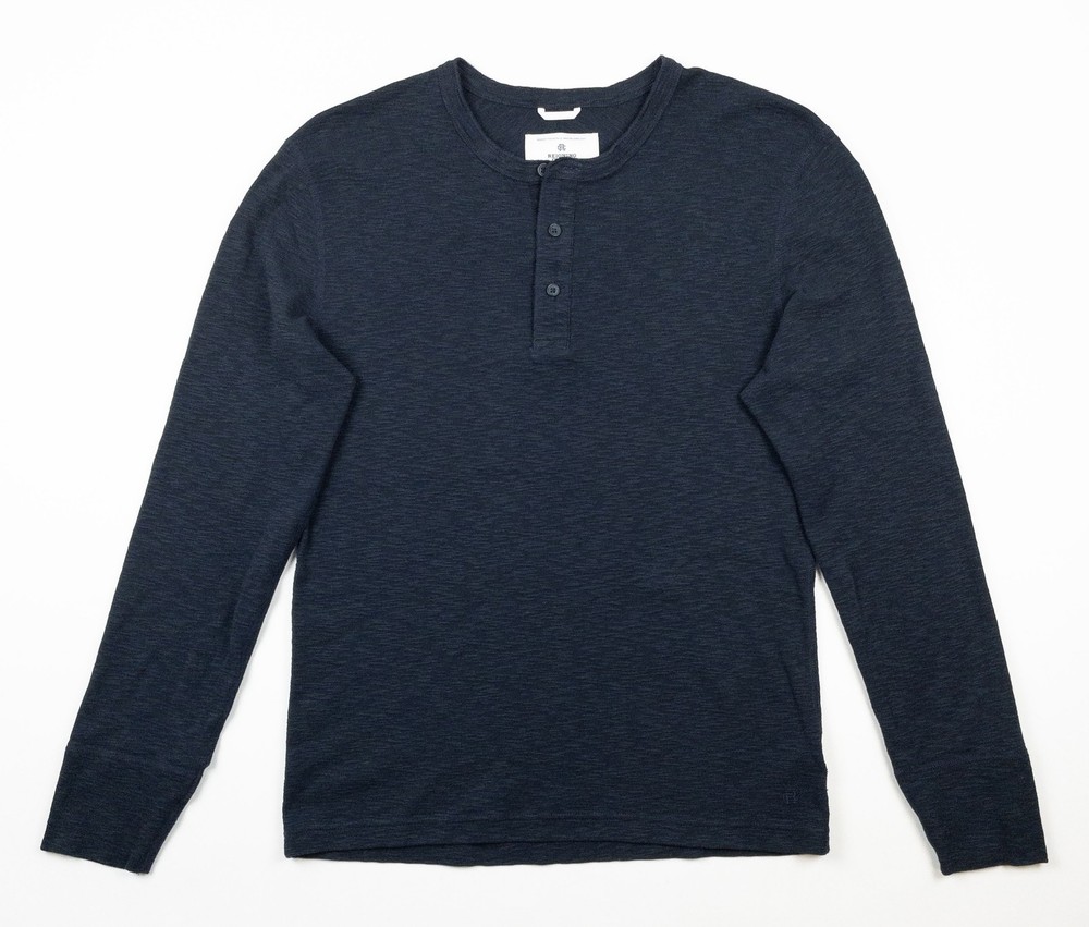 Reigning Champ Henley Shirt Men’s Medium 1×1 Slub Slim Navy Blue RC-2332