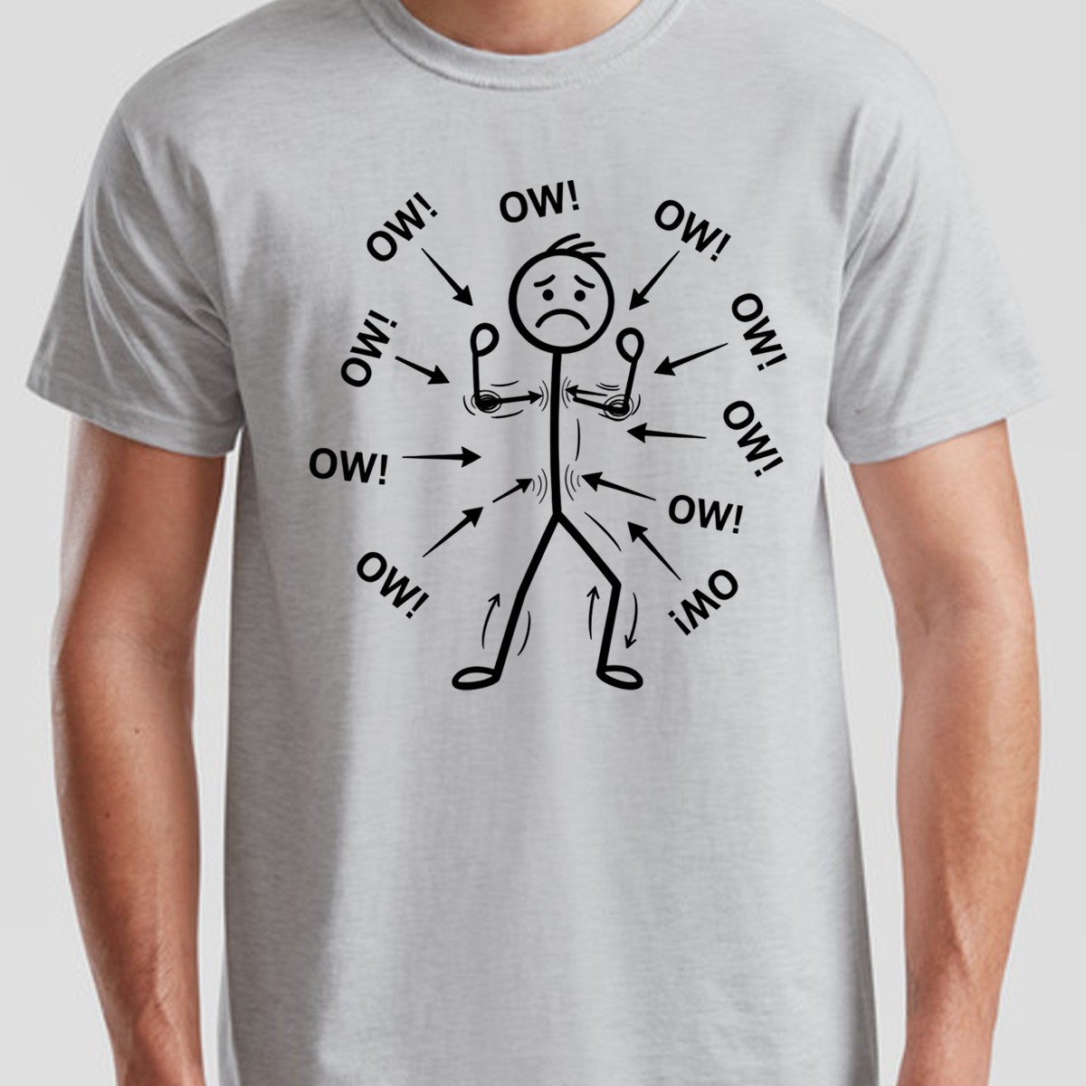 Ow Unisex T Shirts Stick Character Humor Chronic Pain Awareness Tee gallery