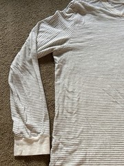 Men’s Marine Layer Long Sleeve Henley Shirt M/L White Striped Cotton Blend