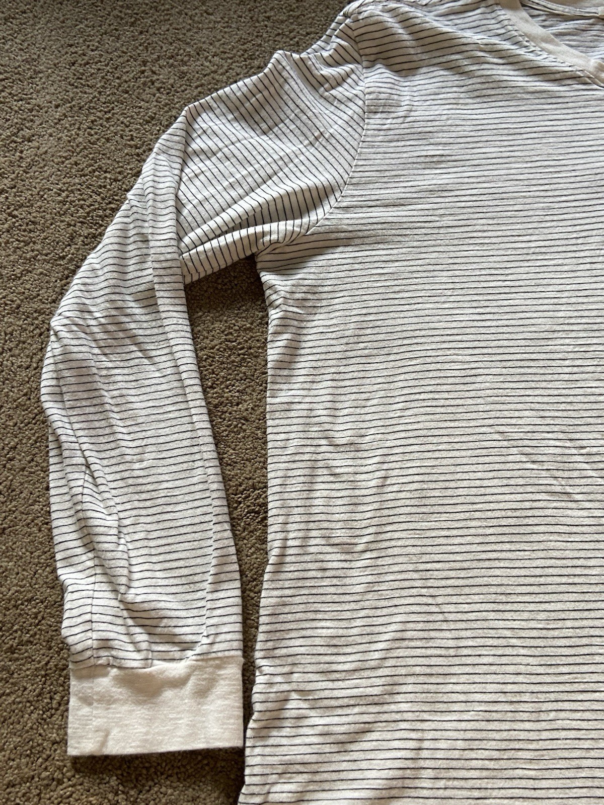 Men’s Marine Layer Long Sleeve Henley Shirt M/L White Striped Cotton Blend gallery