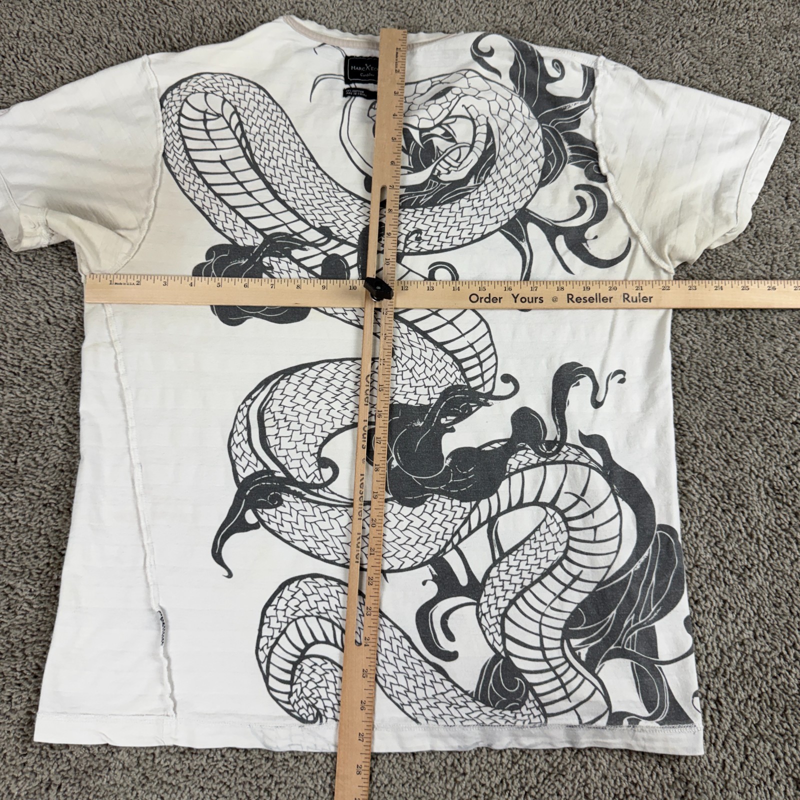 Marc Ecko Shirt Mens Extra Large White Gray Snake Reversible Print READ gallery
