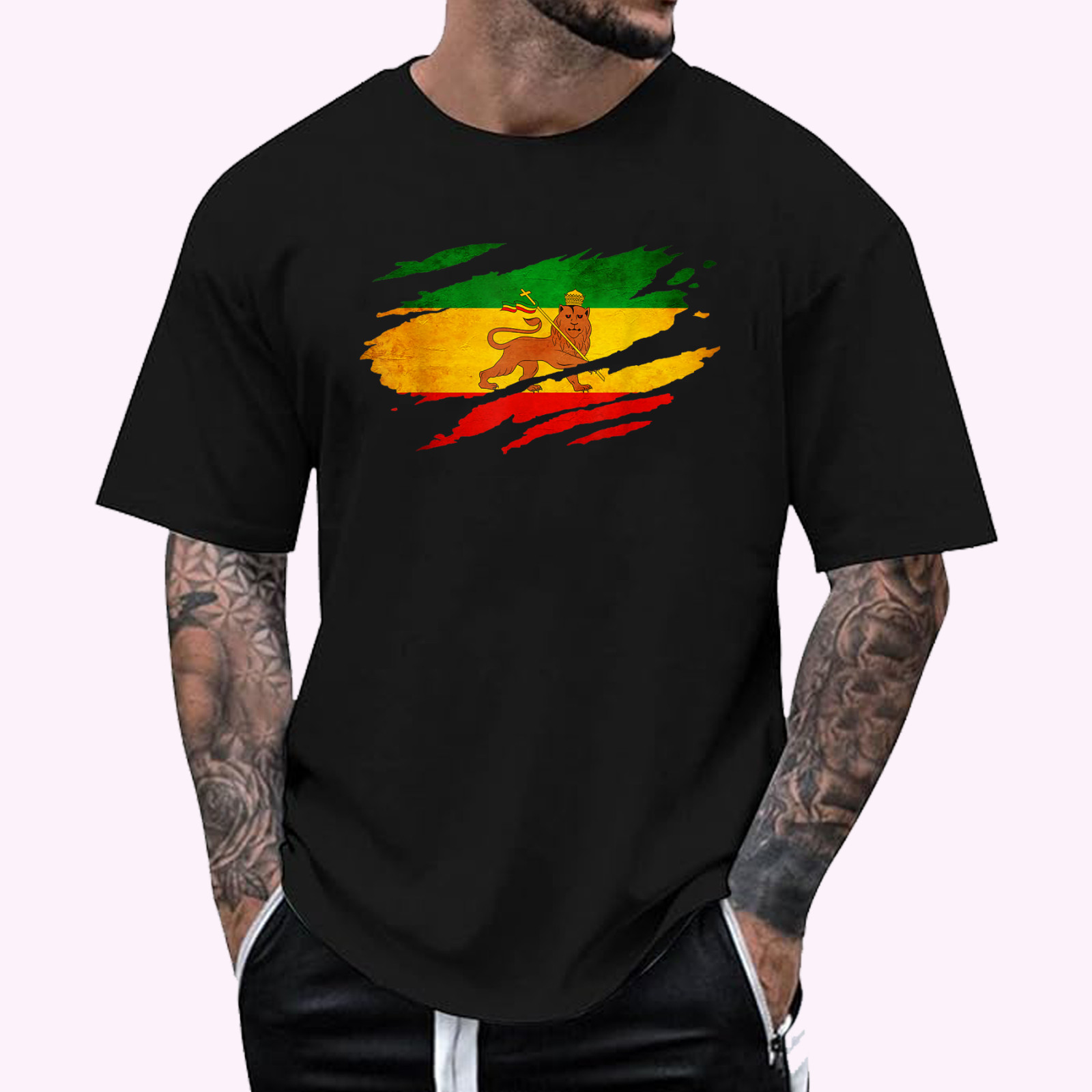Vintage Old Ethiopia Flag Shirt Lion Judah Rasta Reggae T-Shirt