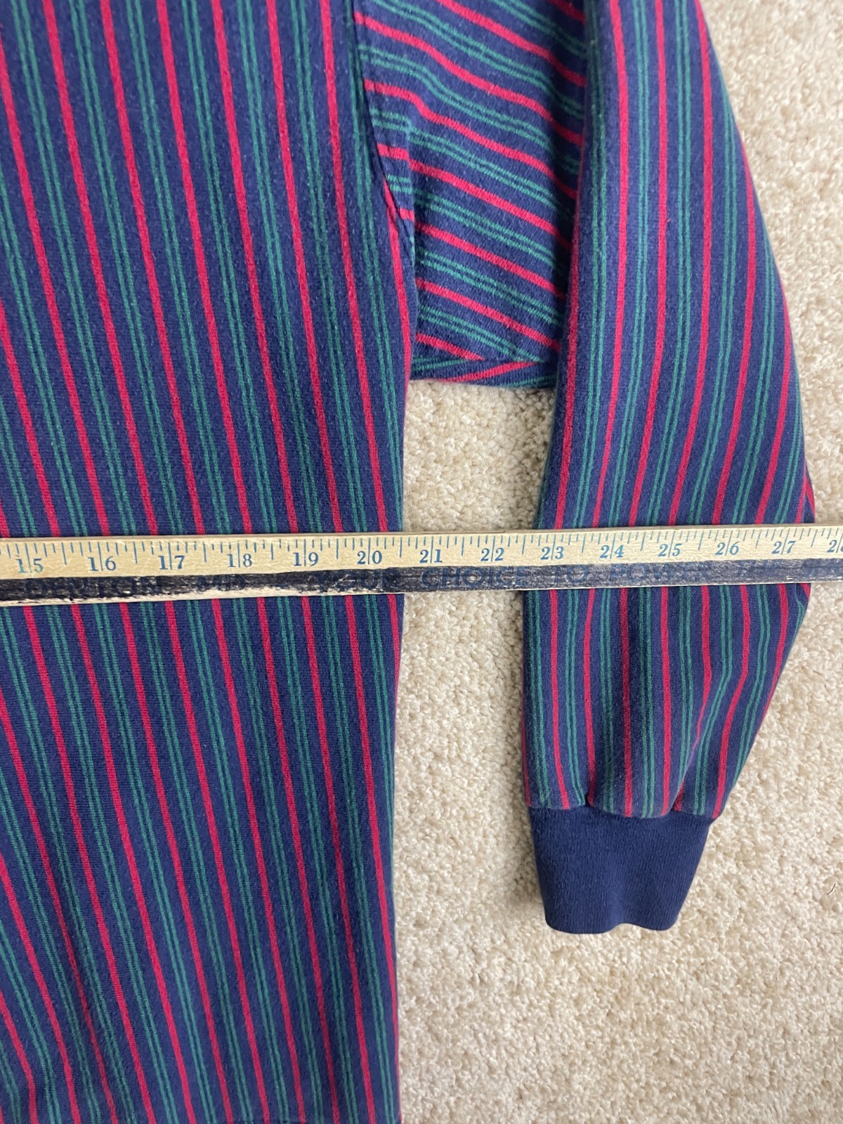 Vintage Lands' End Henley T-Shirt Mens XL Cotton Stripes Ribbed Long Sleeve Blue gallery