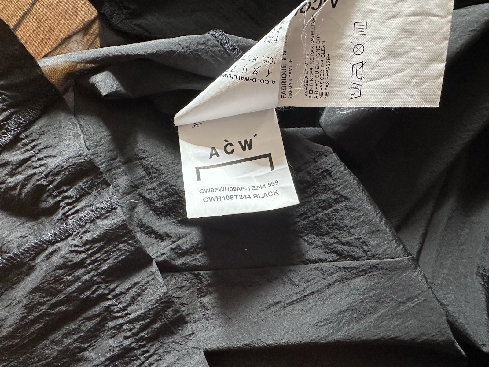 A-COLD-WALL* Black Nylon Logo Short Sleeve T-Shirt Men's Size S Crew Neck gallery