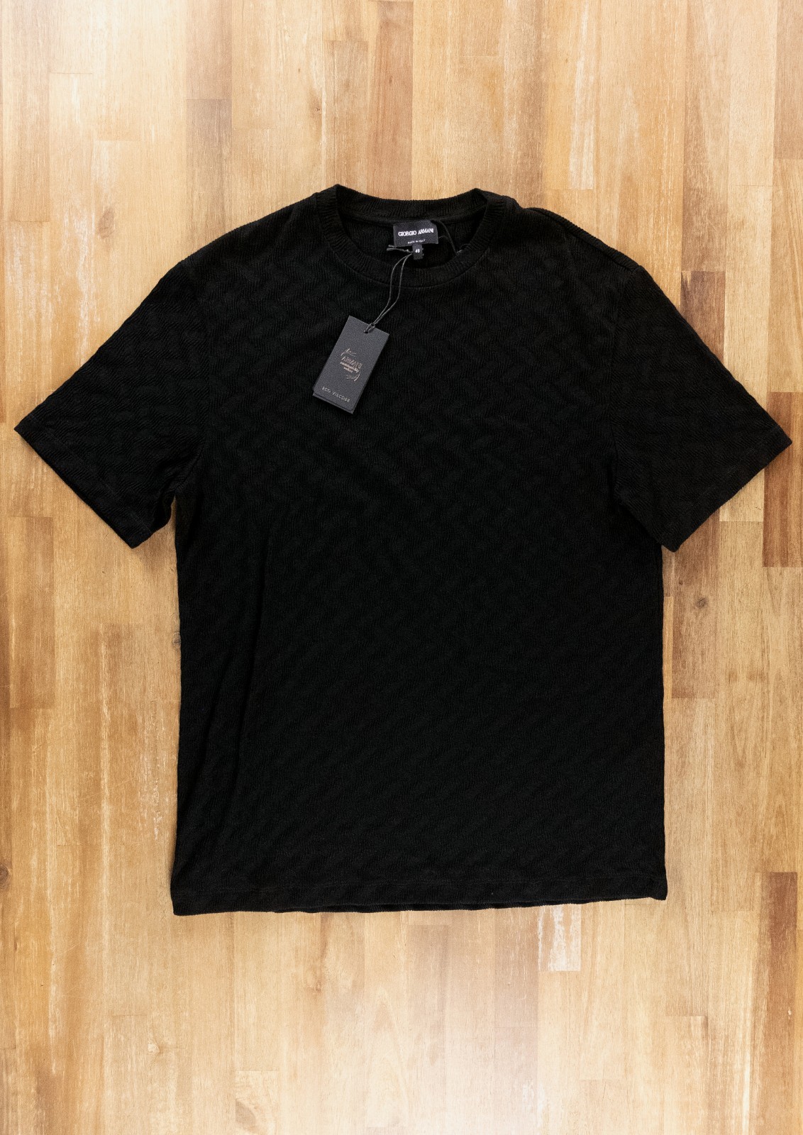 NO CUSTOMS TAX GIORGIO ARMANI mainline black zigzag pattern t-shirt Size Medium gallery