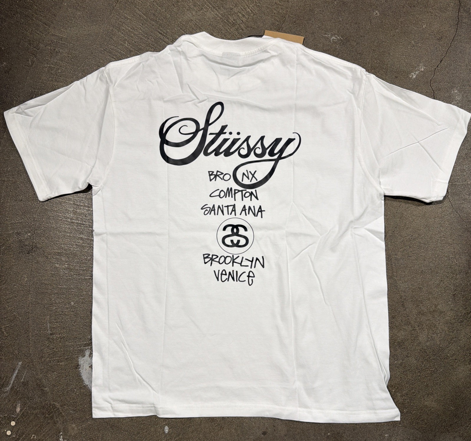 Stussy Shirt World Tour Tee Tshirt White Size XL NWT Double Sided Streetwear gallery