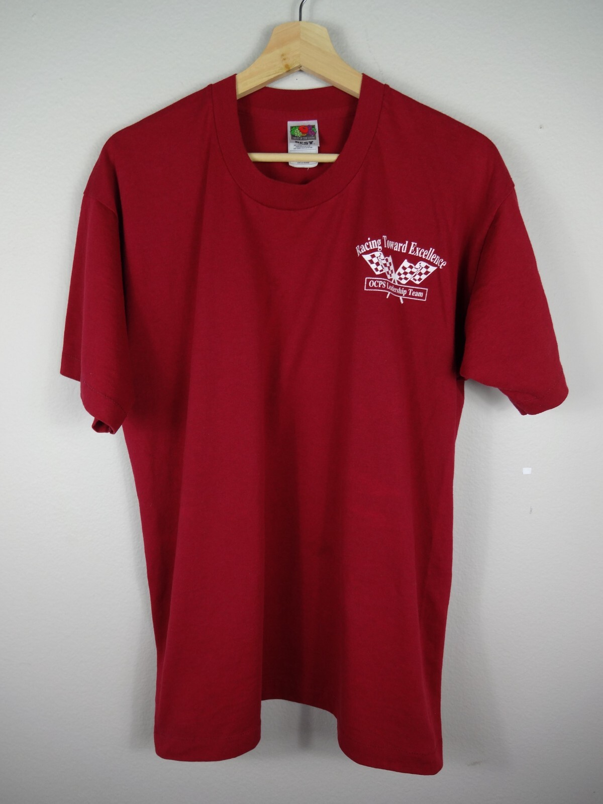 Racing Toward Excellence T Shirt Size Large Red Pocket OCPS Leadership Team