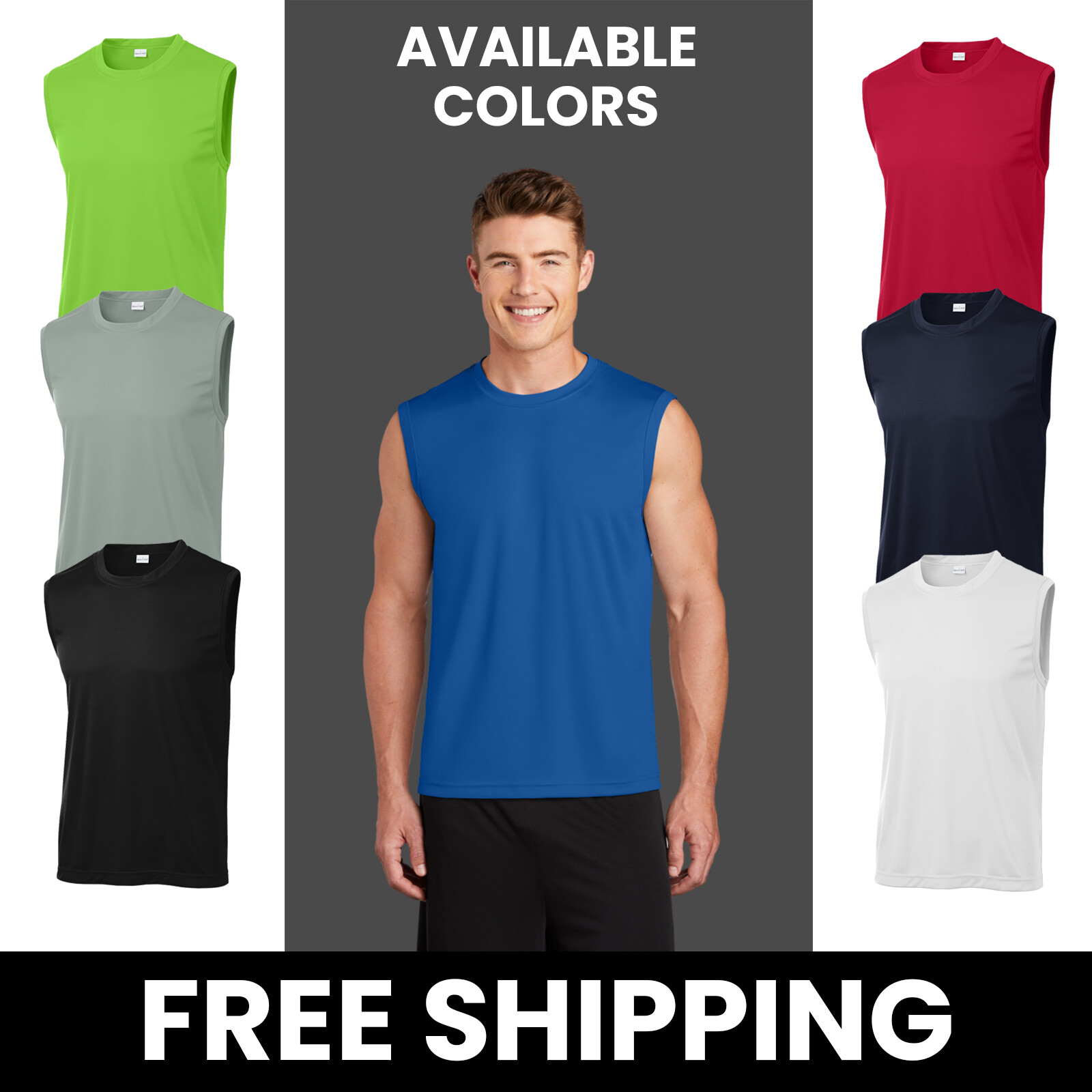 Sport-Tek Mens Sleeveless T-Shirt Moisture Gym Muscle USA New Summer ST352 gallery