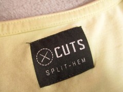 Cuts Clothing Split Hem Signature Shirt Mens Large Pale Yellow Stretch Pica Pro