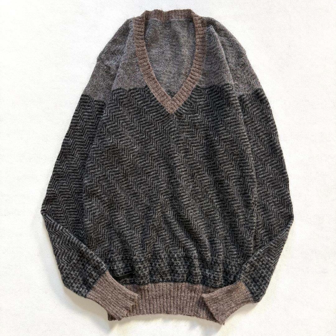 Diesel Alpaca Wool Blend Pattern Sweater Brown Gray Size M Japan gallery
