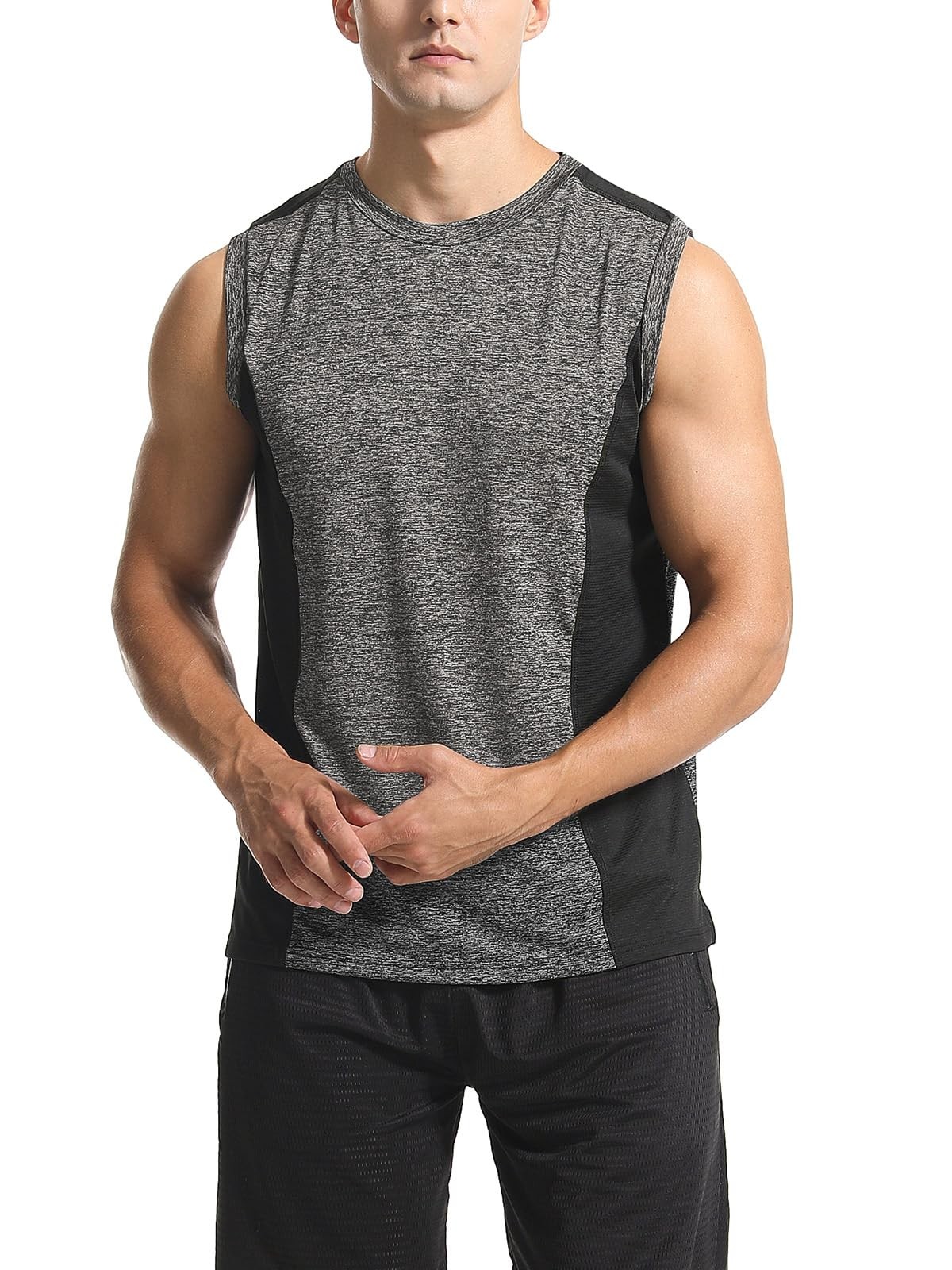 3 Pack Men's Workout Tank Tops Sleeveless Muscle Gym Tank Top Quick Dry Darkg... gallery