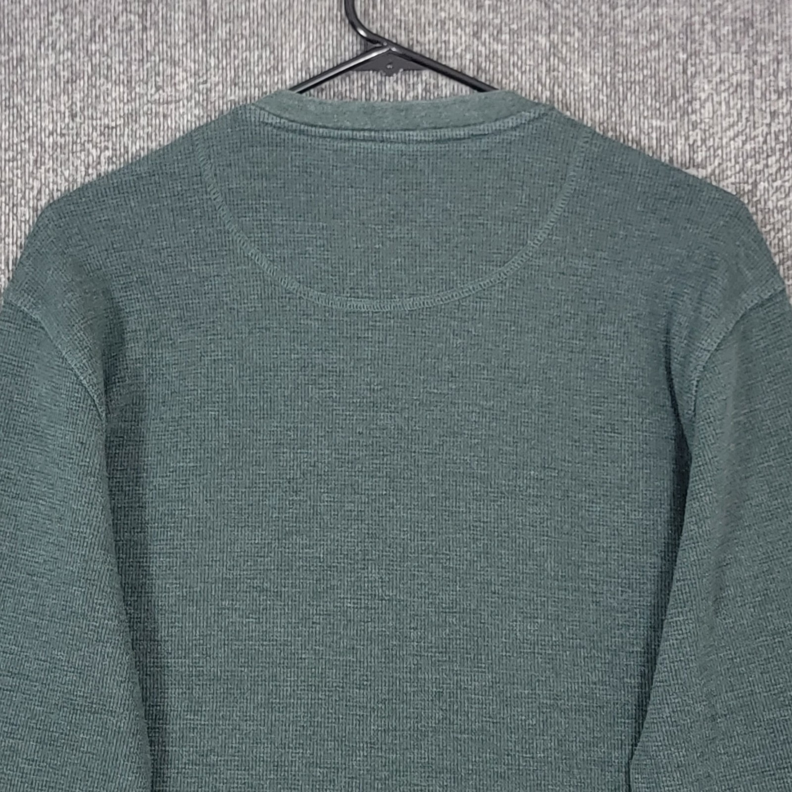 Weatherproof Vintage Henley Shirt Mens L Green Long Sleeve Thermal Waffle Knit gallery