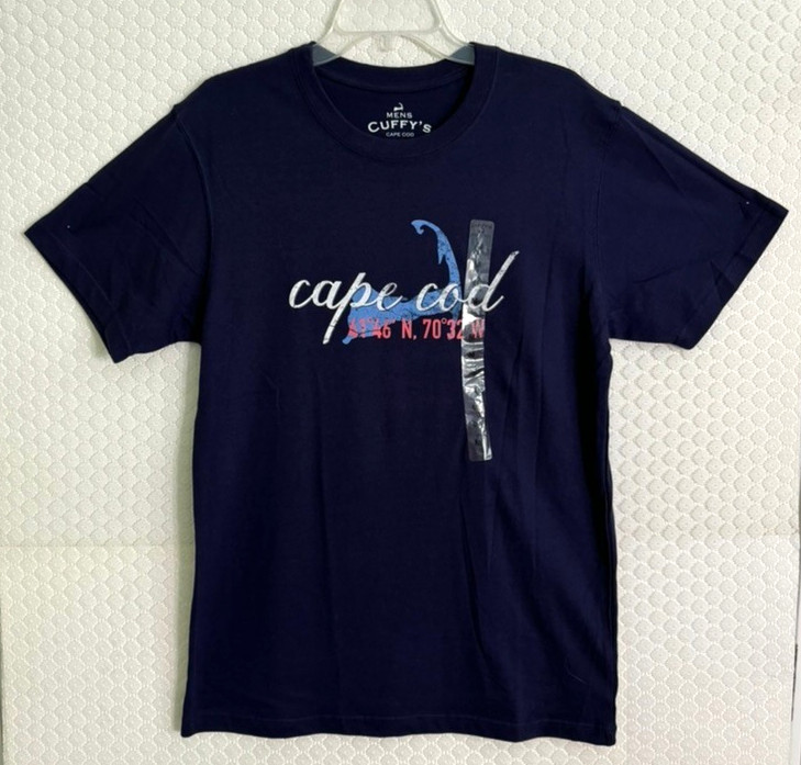 NWT Cuffy's Cape Cod Massachusetts Navy Blue T Shirt - 100% Cotton- Size M gallery