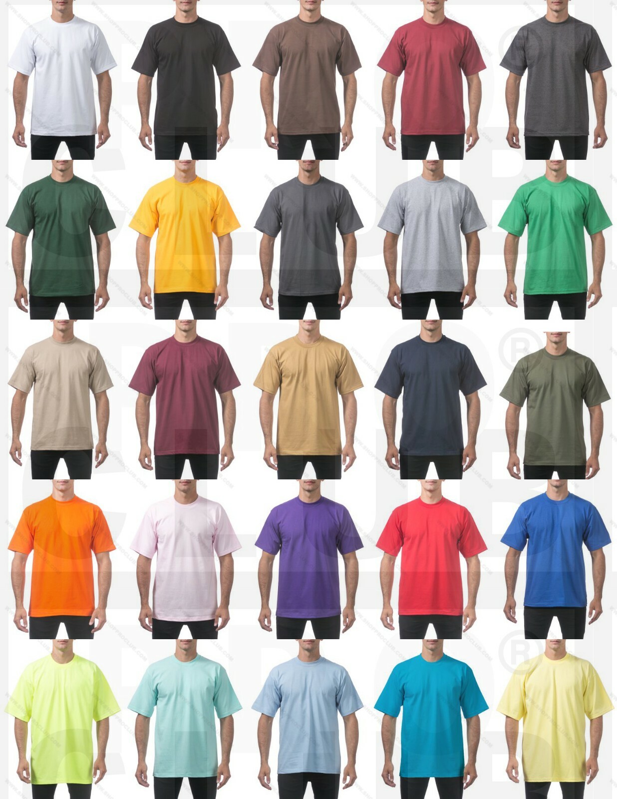 Pro Club Men's Heavyweight Cotton Short Sleeve Crew Neck T-Shirt - 25 Colors gallery