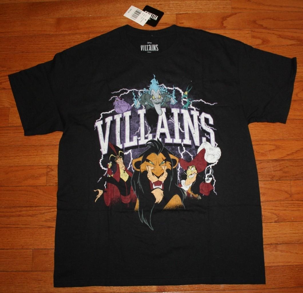 Mens WALT DISNEY VILLAINS Graphic Tee URSULA JAFAR SCAR Black T-Shirt LARGE *T2 gallery