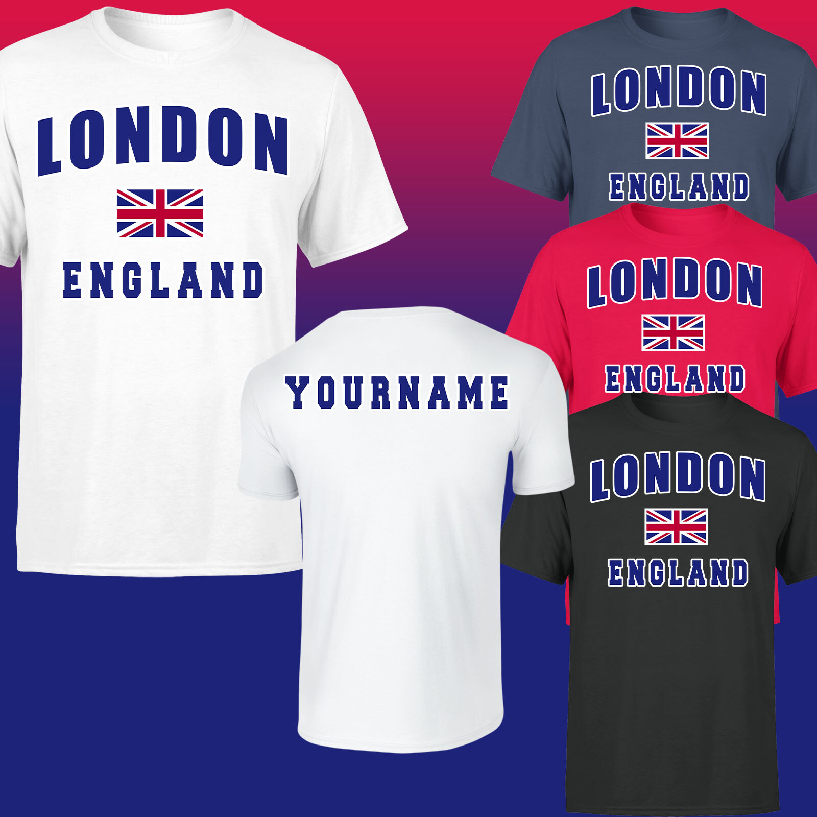 Personalised London England Union Jack Great Britain T Shirt #P1#OR Lot#2 2T1A0 gallery