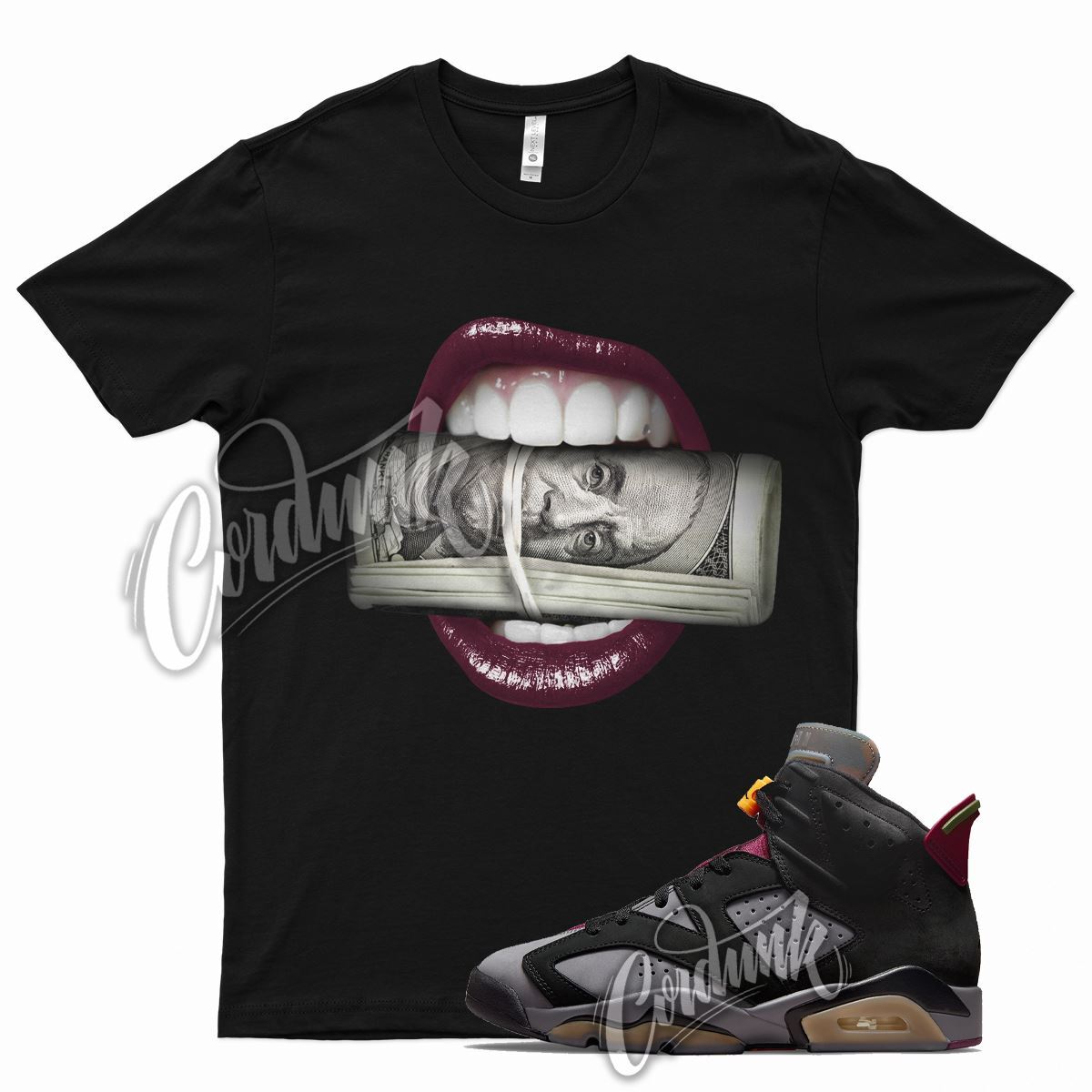 Black ROLL Shirt for Air J1 6 Bordeaux Graphite Dark Grey Maroon Charcoal