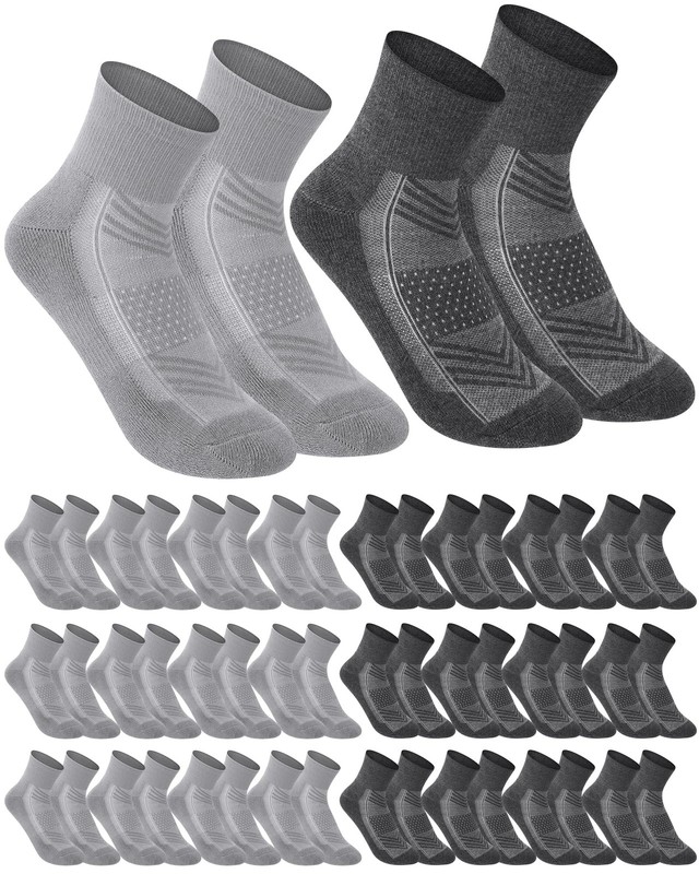 30 Pack Cotton Men Athletic Ankle Socks Bulk Moisture Cushioned Wicking Quart…