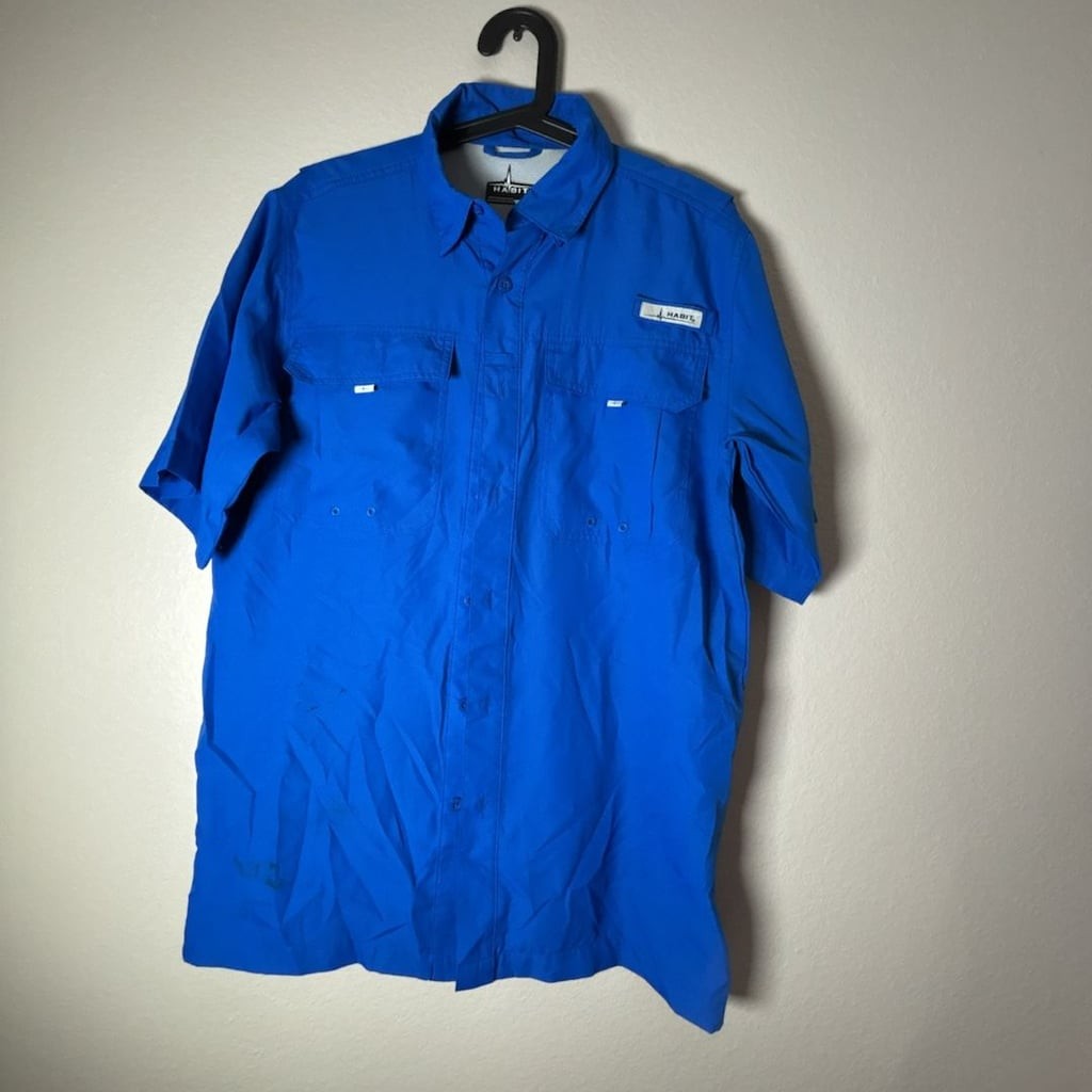 Habit Men's Solar Factor Fishing Shirt Size S/P Lapis Blue gallery