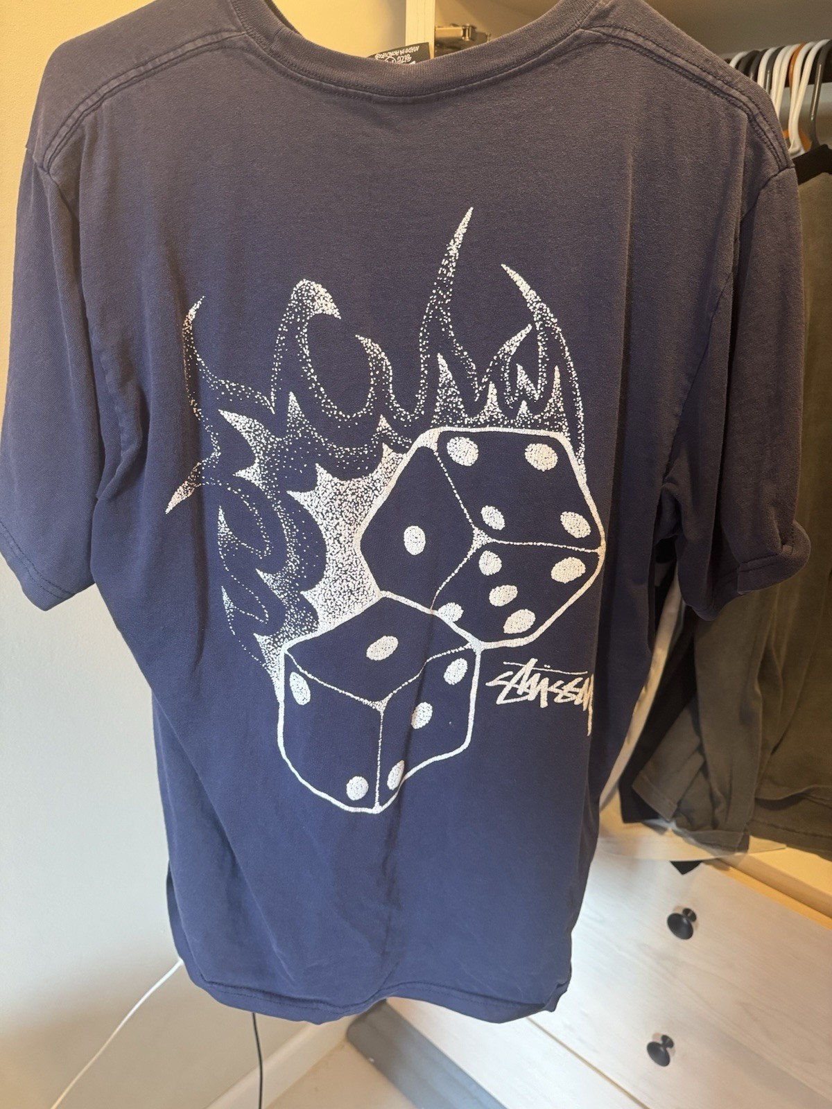 Stussy navy fire dice tee M gallery