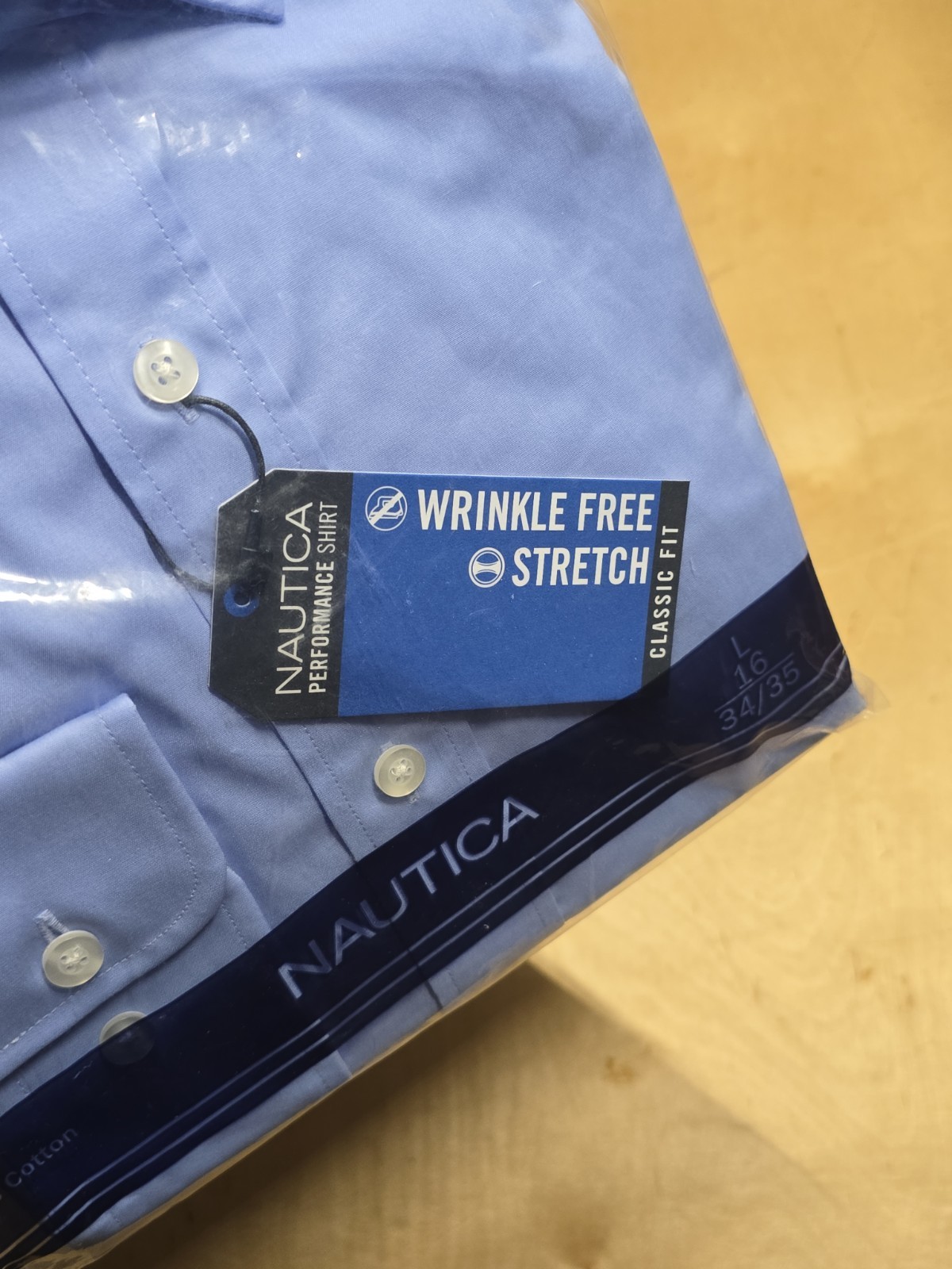 Nautica Men's Performance Dress Shirt Size L 16 34/35 New In Package Blue gallery