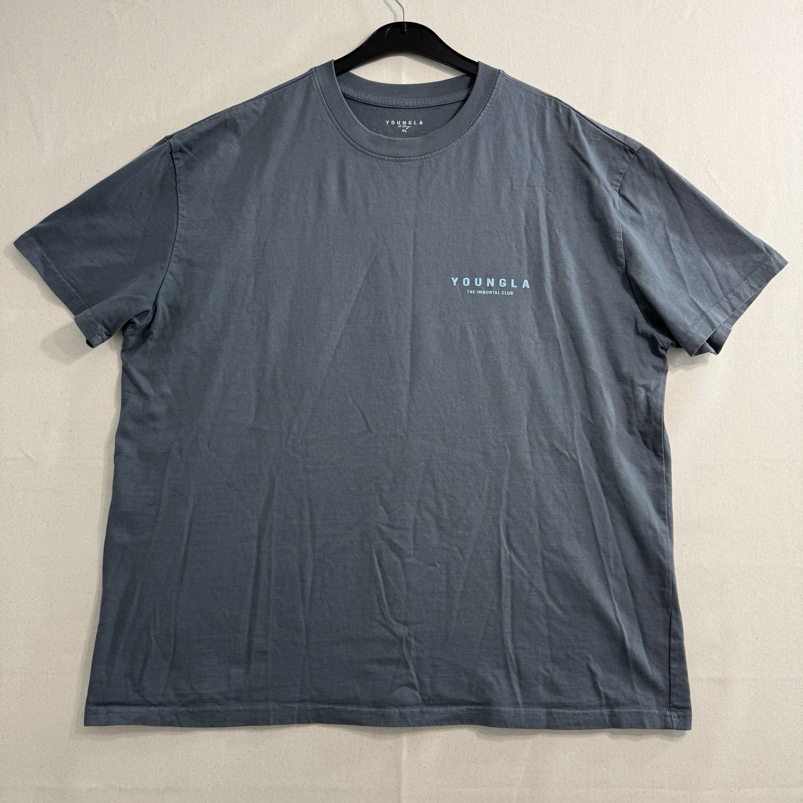 YoungLA Men's Cotton Jersey Crew Neck Short Sleeve T-Shirt Blue Size XL gallery