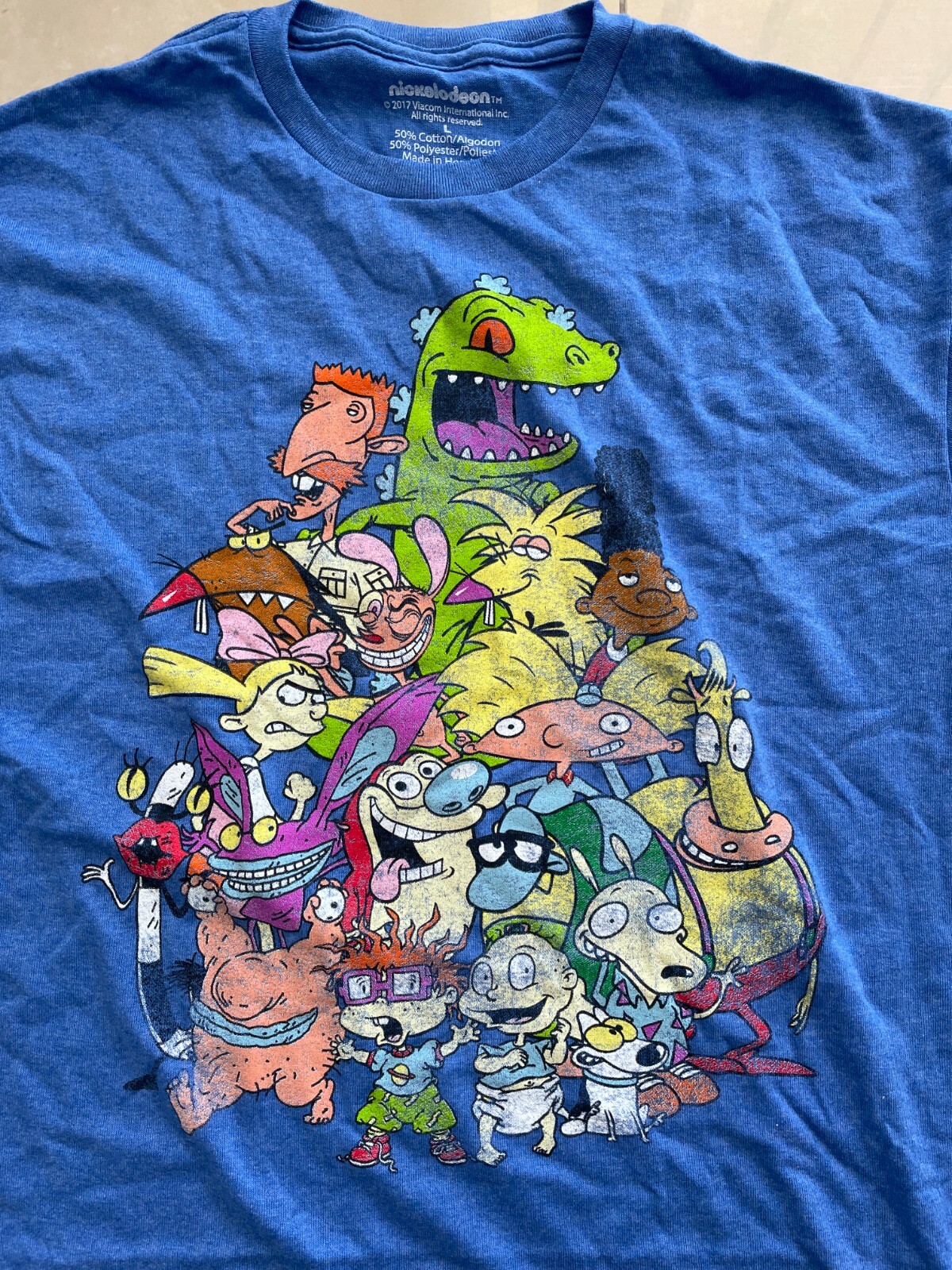 Nickelodeon Cast Rugrat Ren Stimpy Rocko Hey Arnold Blue Shirt 2XL NEW no tag gallery