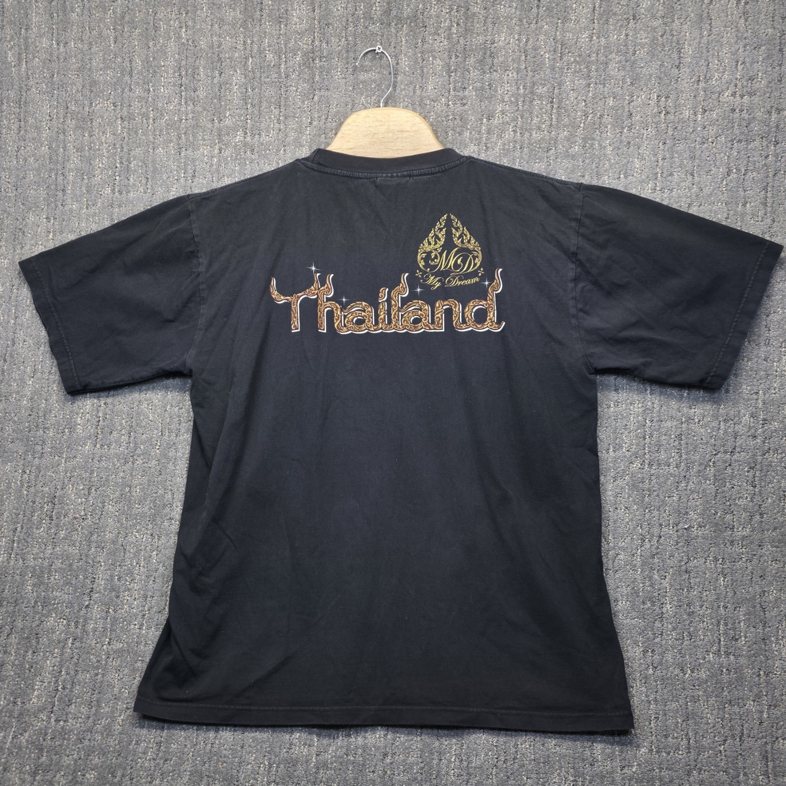 Thailand Elephant T-Shirt Men's XL Black Chang Thai Gold Bodhi Tree Souvenir Tee gallery