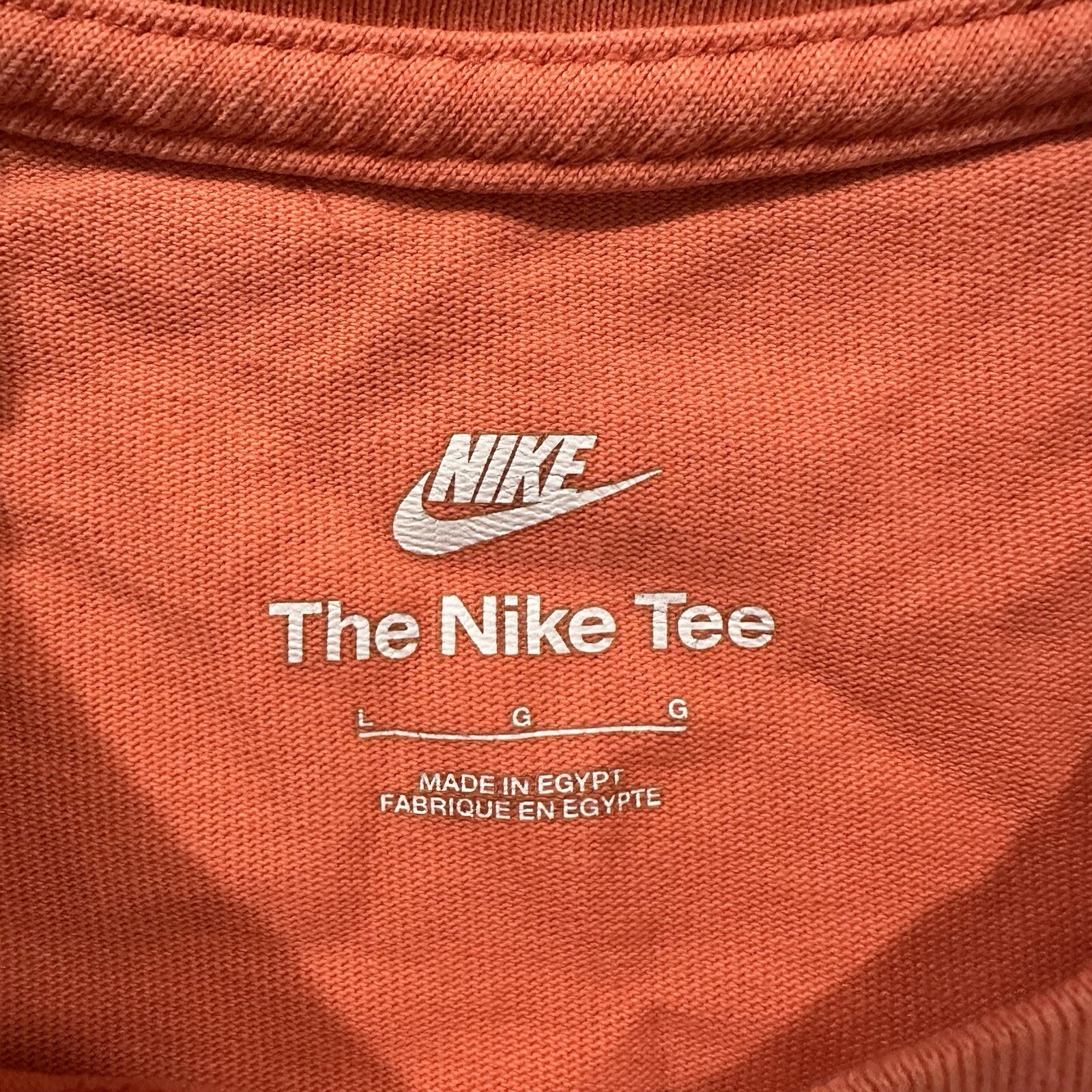 Nike T-Shirt Men's Large Embroidered Finch Floral Swoosh Orange Short Sleeve gallery