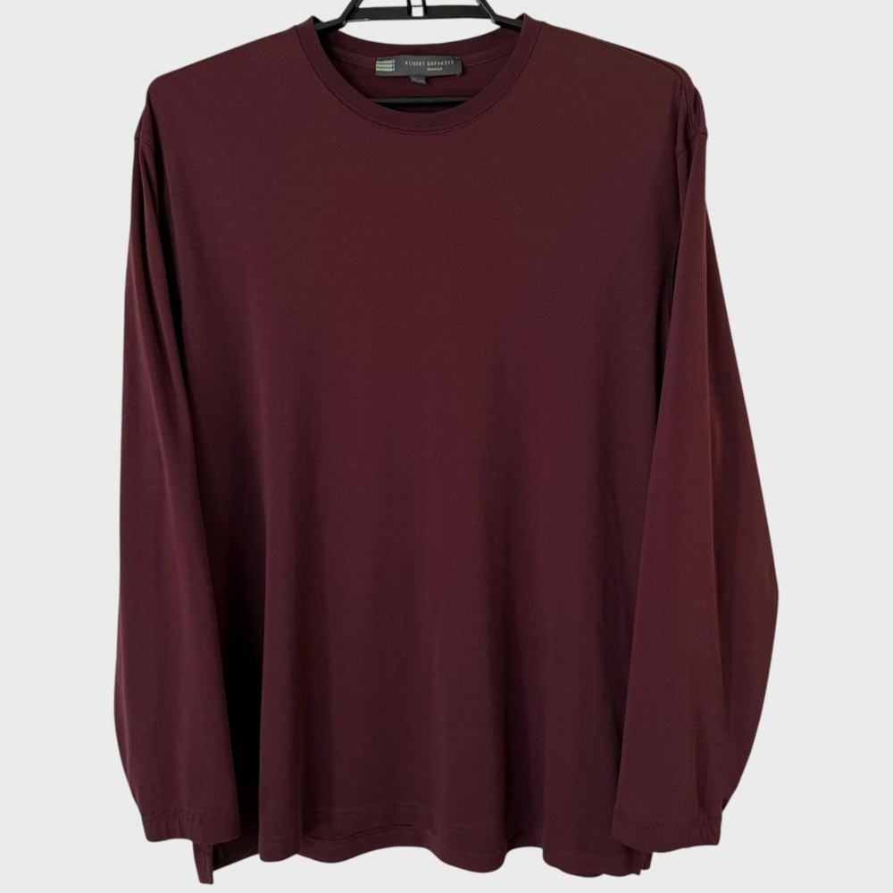 Robert Barakett Georgia Long-Sleeve Crewneck Shirt Red Mens XXL 100% Pima Cotton