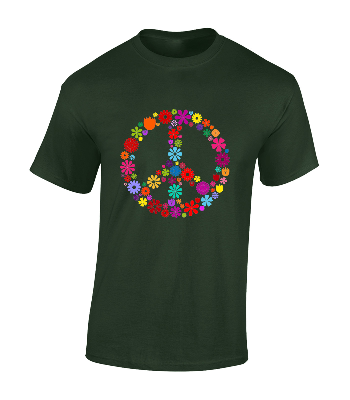 FLOWERS PEACE SIGN MENS T SHIRT RETRO SUMMER OF LOVE 80'S 90'S CLASSIC PRIDE gallery