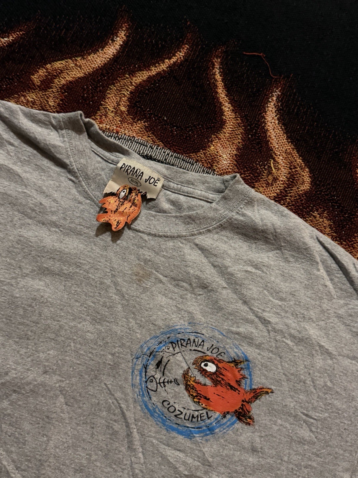 PIRANA JOE Cozumel Fish Graphic T-Shirt Gray Men's XL Short Sleeve gallery