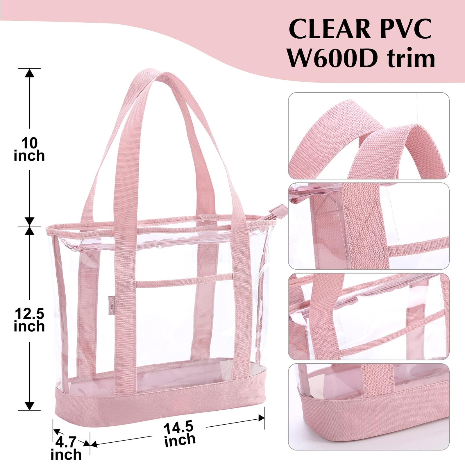 Large Clear Tote Bag with Zipper Closure Beach Travel Shoulder Handbag for Women gallery