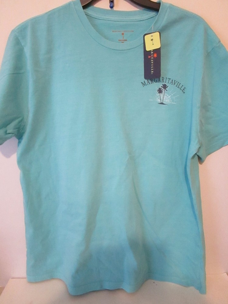Margaritaville St. Somewhere Short Sleeve Mens T-Shirt Blue Turquoise Sz Medium