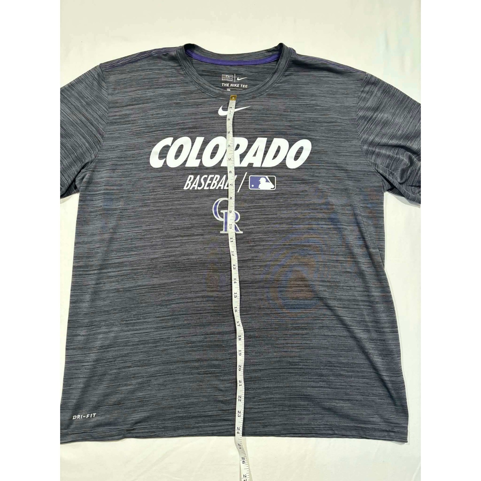 Nike Colorado Rockies MLB Baseball Dri-FIT Shirt Mens XL Gray Space Dye Heather gallery