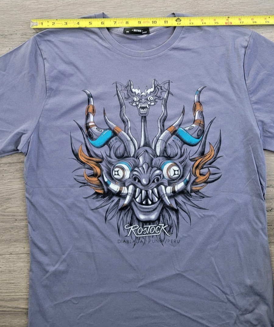 Peruvian Design T Shirt Unisex Size L *** Diablada Dance Mask - Peruvian Cotton gallery