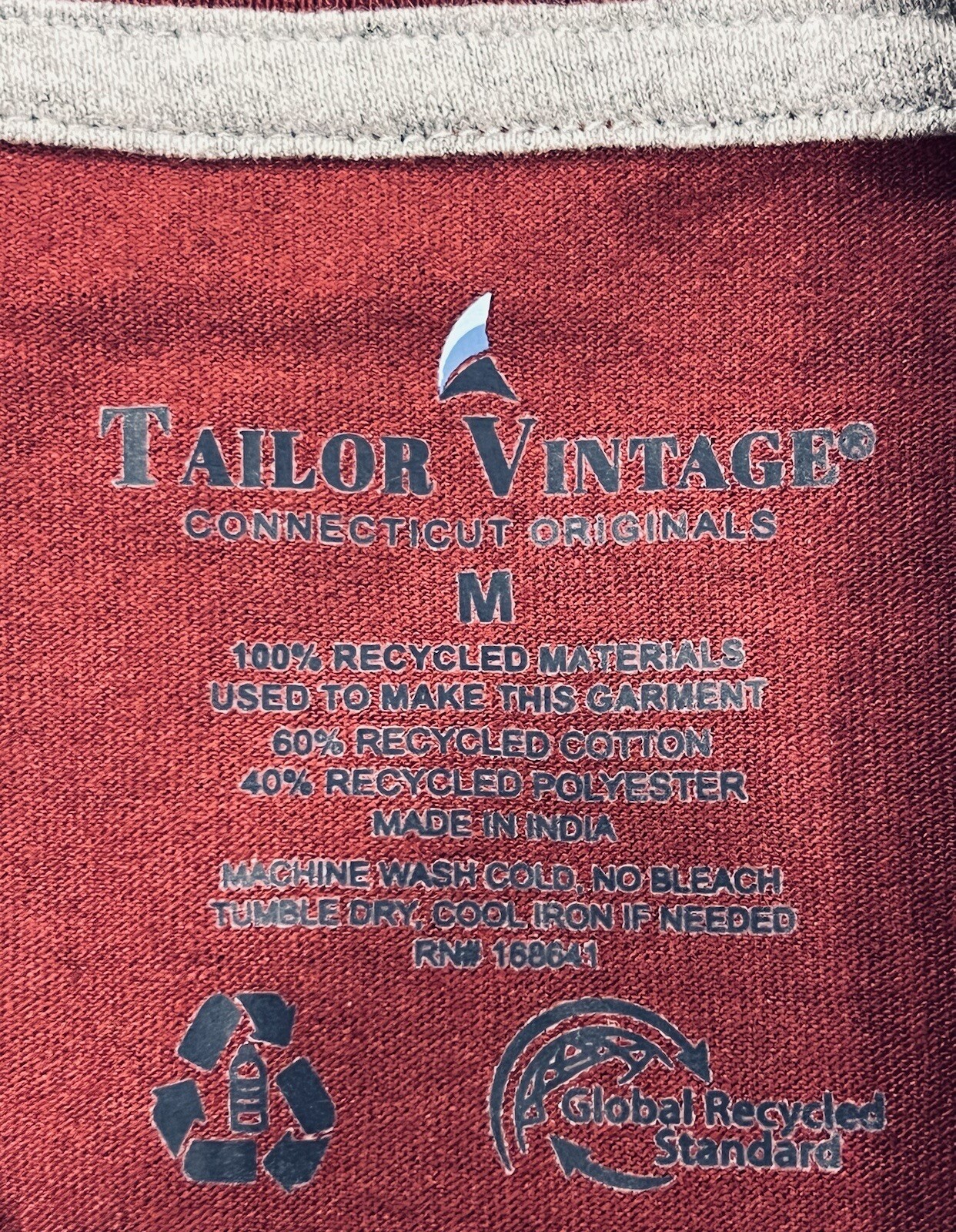 Tailor Vintage Men’s L/S Henley Shirt MEDIUM Button Up Top Maroon Burgundy NWT gallery