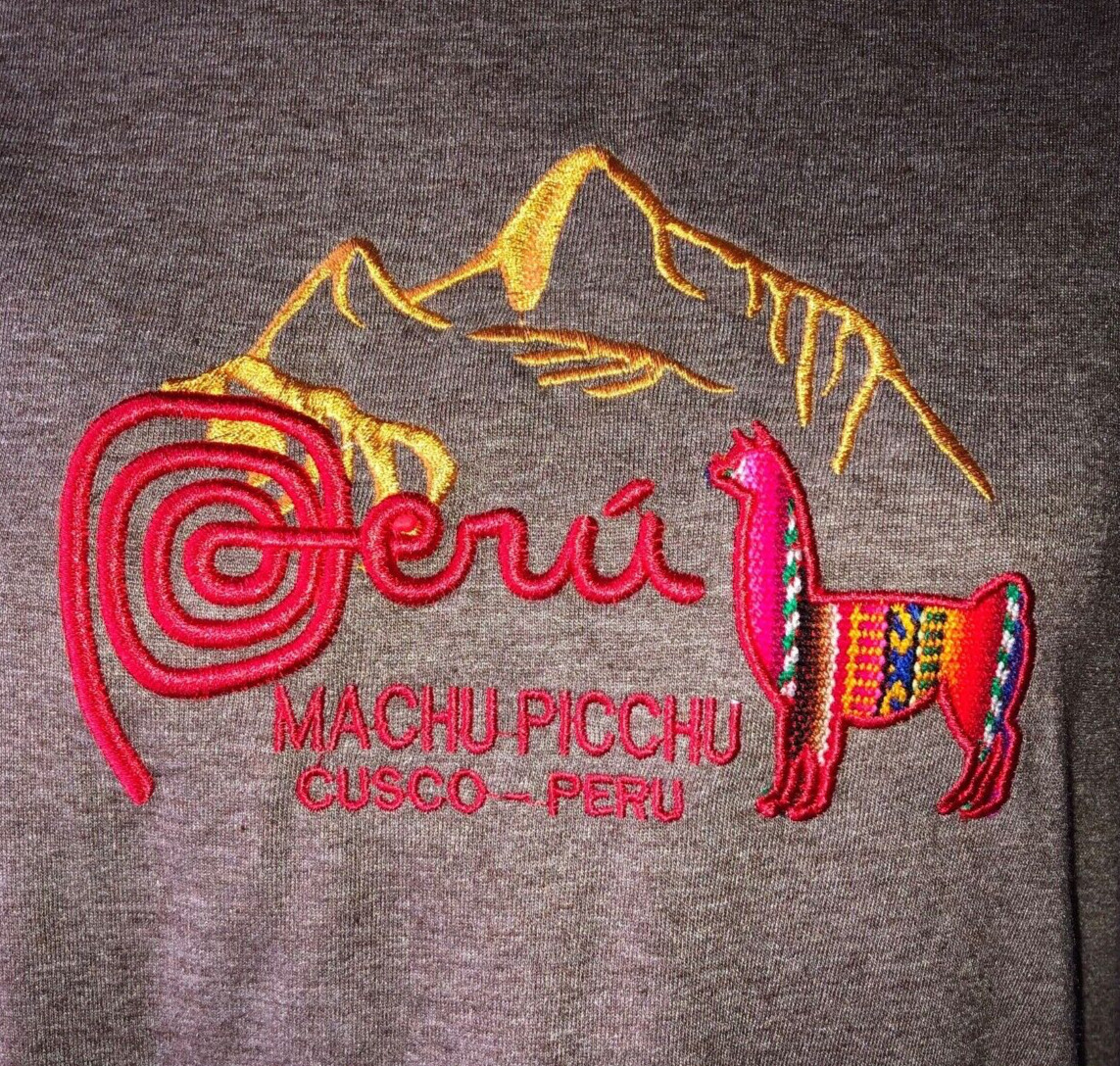 Inca Peru Machu Picchu Cusco Embroidered Llama 100% Algodon Cotton T Shirt - Med gallery