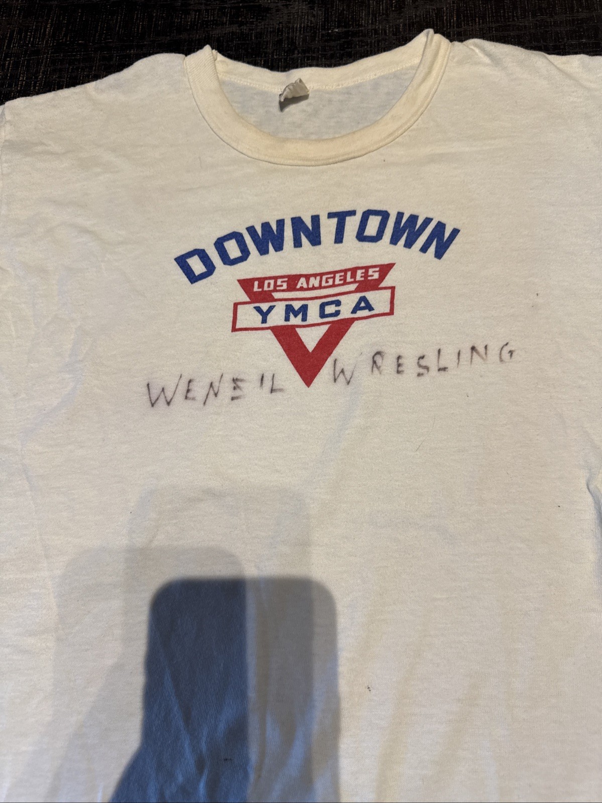 Vintage 60s Russell Running Man YMCA Felted Print T Shirt Size Large gallery