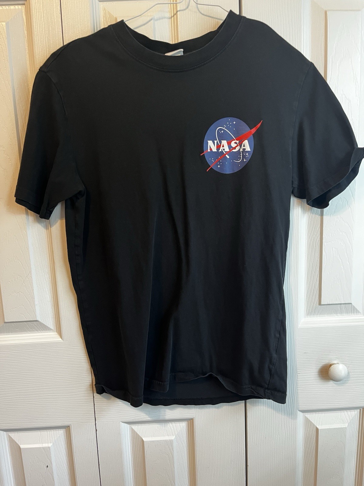 H&M Unisex S Black NASA Logo Graphic Crew Neck Short Sleeve T-Shirt