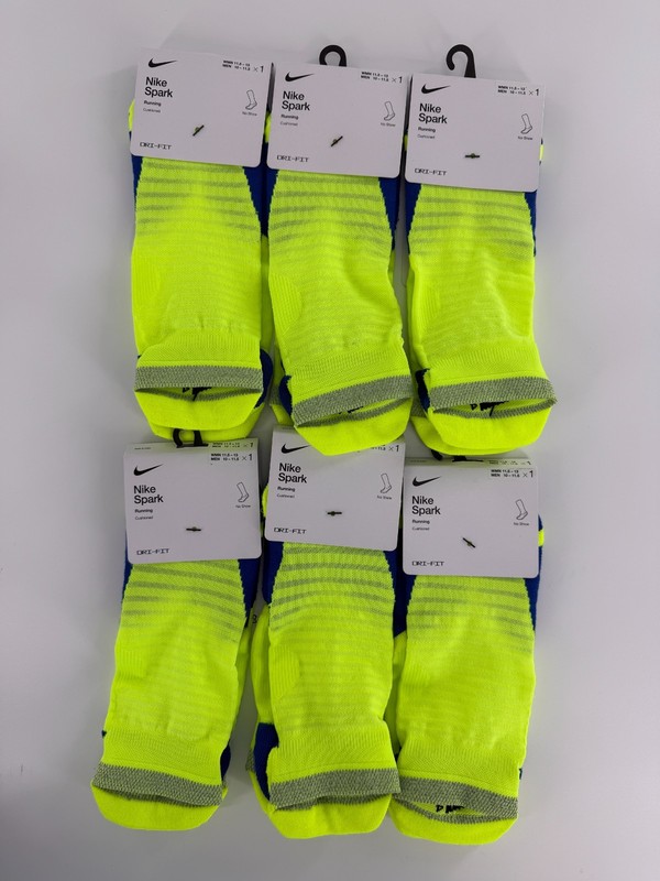 6 Pairs Nike Spark Cushioned No-Show Running Socks Men’s 10-11.5 CU7201-703 NEON