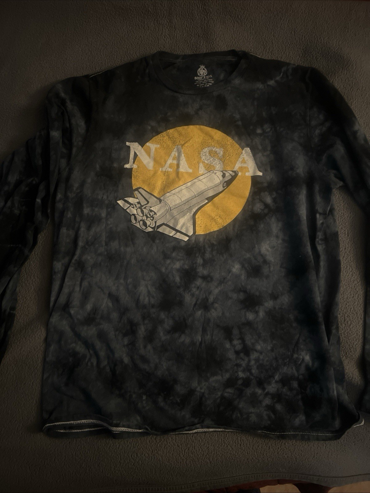 NASA T-shirt Men's XL Black Gray Adult Long Sleeve Tie Dye USA Casual Outdoors gallery
