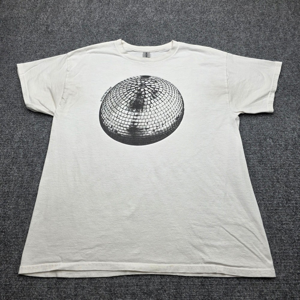Large In Print We Trust Disco Ball Graphic T-Shirt White Gildan Heavy Cott