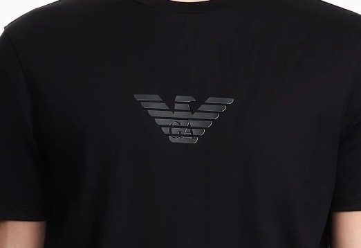 Emporio Armani Black Men's cotton T-Shirt EA domed print ,Size M*L*XL*XXL*3XL gallery