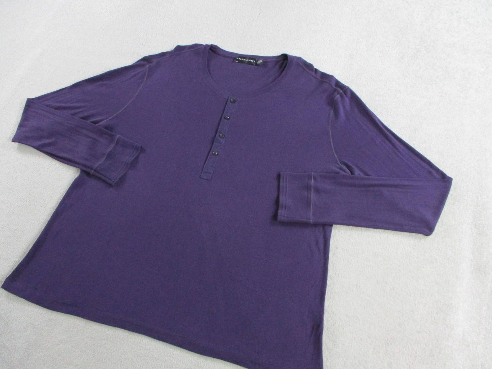 Ralph Lauren Shirt Mens XL Purple Black Label Ribbed Knit Henley Long Sleeve gallery