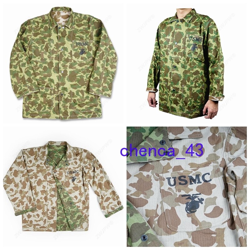 WWII US Army Solider USMC Pacific Camo Jacket Cotton Reversible Coat Casual Tops gallery